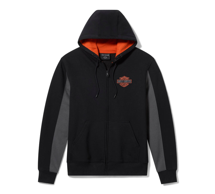 Men's H-D Essential Full Zip Hoodie - Colorblock - Harley Black & Asphalt