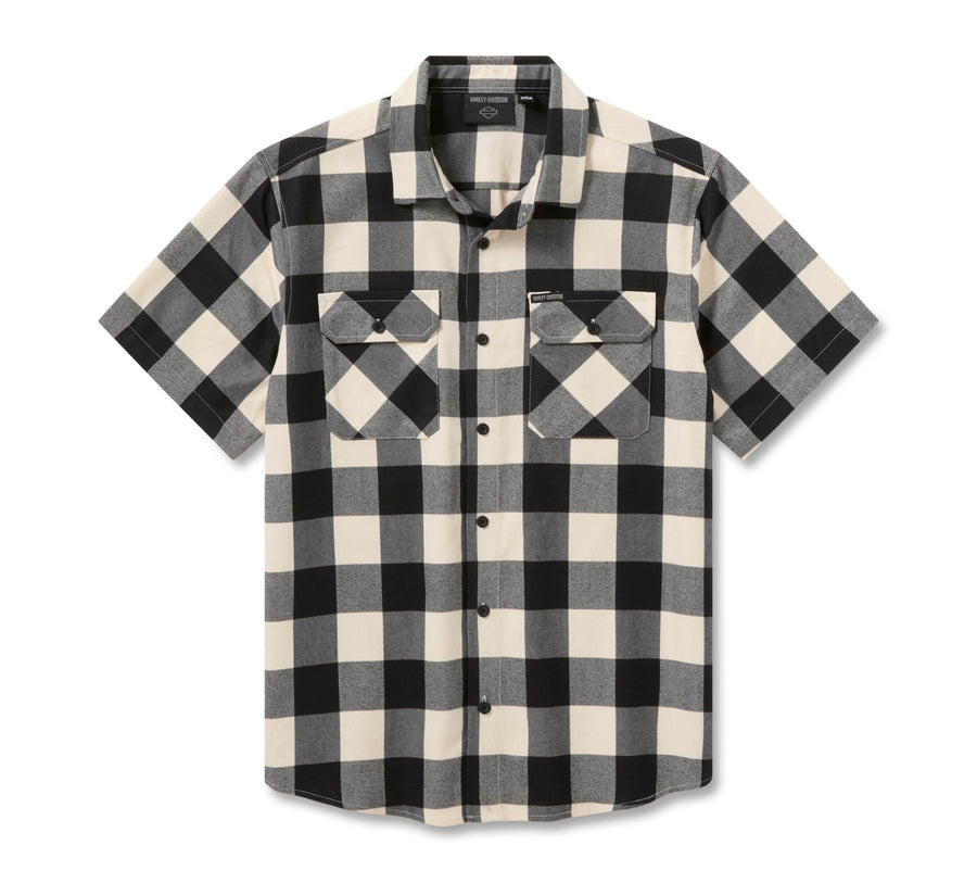 Men's H-D Standard Short Sleeve Plaid Shirt - Birch & Harley Black