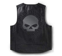 Men's Willie G Skull Reflective Leather Vest