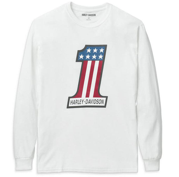 Harley-Davidson® Men's #1 Racing Logo Long Sleeve Shirt, White 99133-22VM