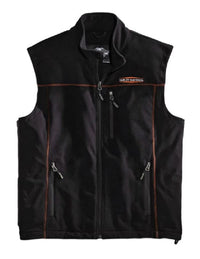 Harley-Davidson Men's Windproof Fleece Motorcycle Vest, Black