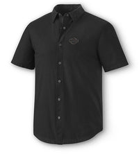 Men's H-D Woven Plaid Short Sleeve Shirt - Black