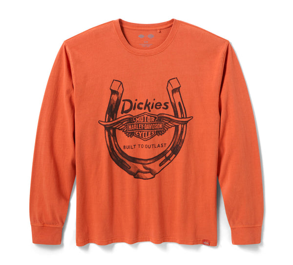 Men's Dickies x H-D Winged Horseshoe Long Sleeve Tee - Vintage Orange