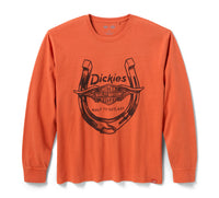 Men's Dickies x H-D Winged Horseshoe Long Sleeve Tee - Vintage Orange
