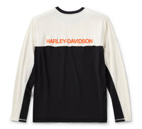Men's H-D TECH Vented Long Sleeve Knit Crew - Harley Black & Cloud Dancer