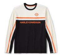 Men's H-D TECH Vented Long Sleeve Knit Crew - Harley Black & Cloud Dancer
