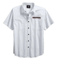Harley-Davidson Men's Textured Dobby Print Logo Button Up Shirt