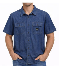Harley-Davidson Men's Short Sleeve Chambray Shirt, Blue