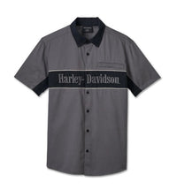 Harley-Davidson Men's Short Sleeve Button Shirt, The Mechanic - Gray