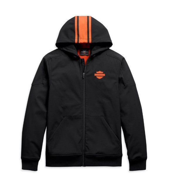 Harley-Davidson Men's Vertical Stripe Hooded Stretch Jacket, Black