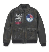 Men’s Harley Davidson Bomber Archer Leather Jacket