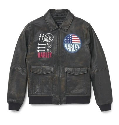 Men’s Harley Davidson Bomber Archer Leather Jacket