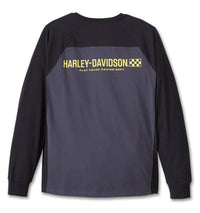 Harley-Davidson Men's Long Sleeve Henley Shirt, Trophy Bar & Shield Black