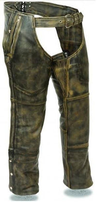 Distressed Leather Motorcycle Chap