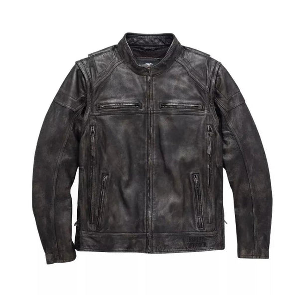 Harley Davidson Men's Dauntless Convertible Leather Jacket, Distressed