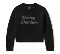 Harley-Davidson Women's Metallic Script Intarsia Sweater Harley Black