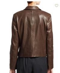 Women Leather Brown Coat