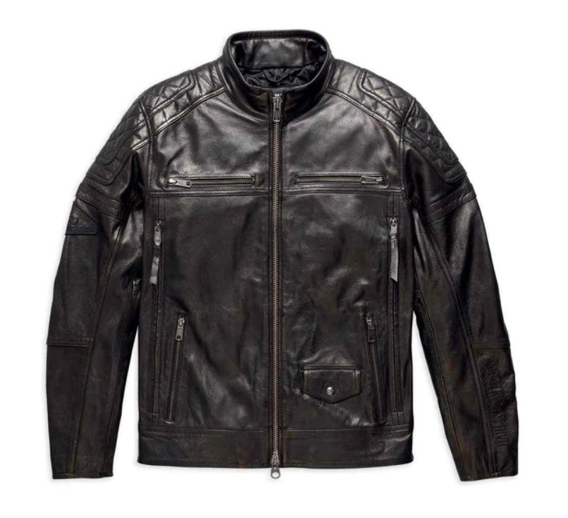 Men's Benson Lightweight Leather Jacket, Black