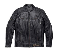 Men's Tifton Distressed Leather Jacket, Black