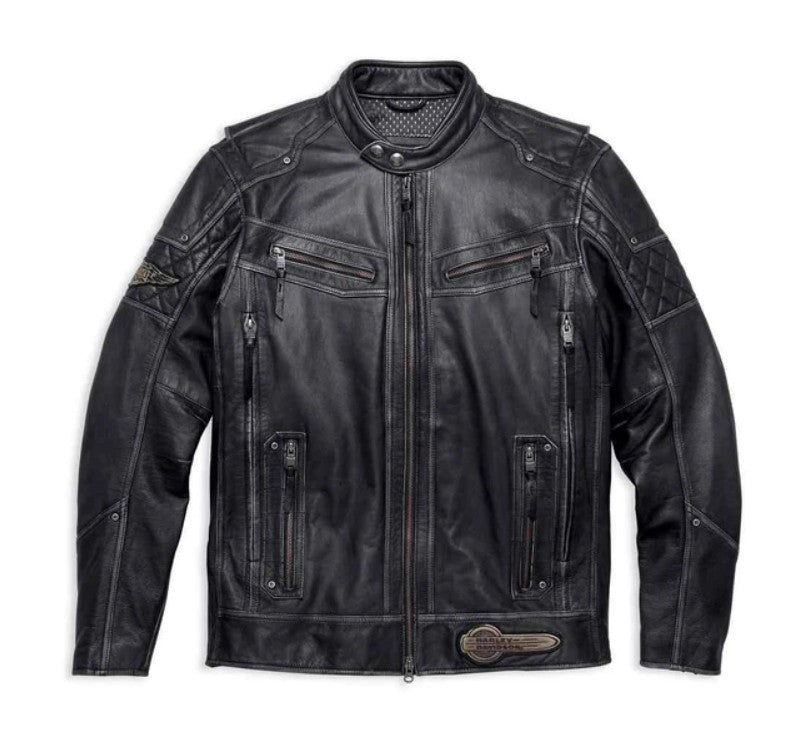 Men's Tifton Distressed Leather Jacket, Black