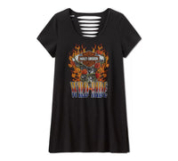 Harley-Davidson Women's Bling Wild Ride Short Sleeve Rip & Repair Tunic
