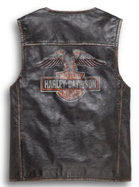 Harley Davidson Men's Eagle Distressed Slim Fit Leather Vest