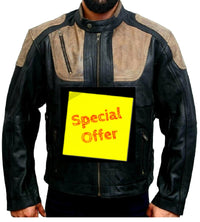 Real Cow Leather Motorcycle Jacket Black & Brown for Men