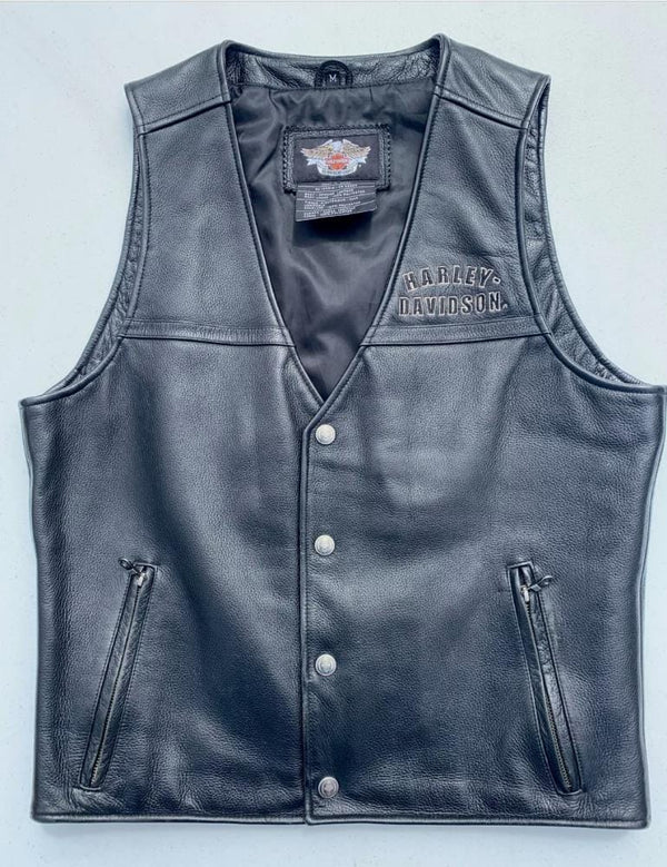 Harley Davidson Men’s ELEMENTS Black Eagle Leather Vest
