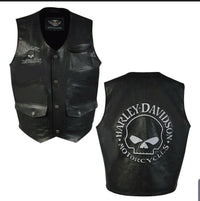 Harley-Davidson Men's Reflective Skull Vest Motorcycle Cowhide Premium Leather