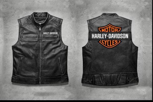 Harley Davidson Men's Motorcycle Embroidered Patch Leather Vest