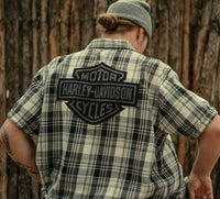 Men's Bar & Shield Plaid Shirt - Ghost Grey & Asphalt