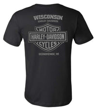 Harley-Davidson® Men's Badge Rust Crew-Neck Short Sleeve Cotton Shirt - Black
