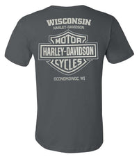 Harley-Davidson® Men's Dark Custom Crew-Neck Short Sleeve Cotton Shirt, Charcoal