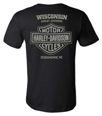 Harley-Davidson Men's Rust Chrome Skull Short Sleeve Crew-Neck T-Shirt - Black