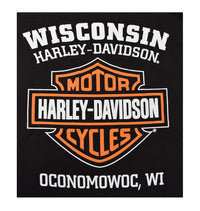 Harley-Davidson® Men's Elongated Orange Bar & Shield Black T-Shirt 30290285
