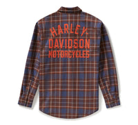 Men's Racer Font Yarn Dyed Plaid Shirt - Plaid - Mood Indigo & Coffee