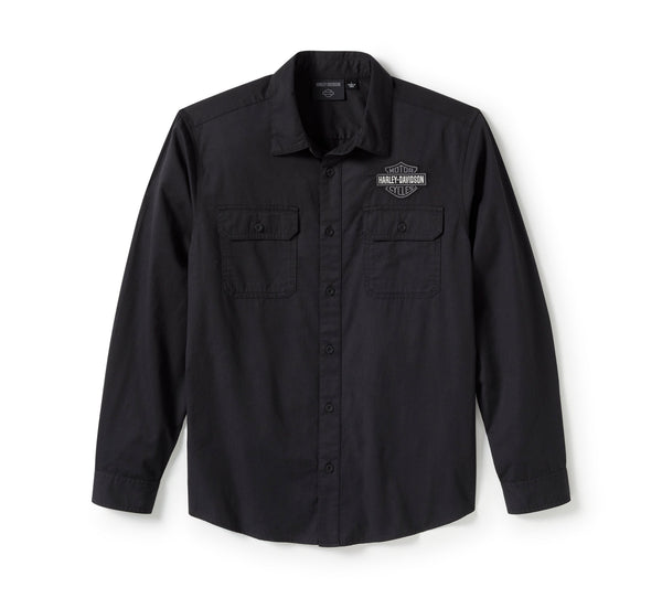 Men's Bar & Shield Solid Long Sleeve Shirt - Harley Black