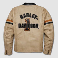 H-D Mens #1 Racing Mid-Weight Colorblocked Leather Jacket