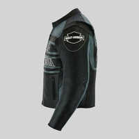 H-D Mens Marker Black & Gray Leather Jacket