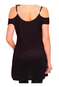 Harley-Davidson® Women's Embellished Open Shoulder Short Sleeve Tee, Black