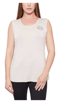 Harley-Davidson Women's Ride Proud Embellished Scoop Neck Sleeveless Top - Khaki
