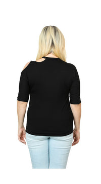 Harley-Davidson® Women's Go Harley Go Cold Shoulder 3/4 Sleeve T-Shirt, Black