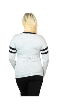 Harley-Davidson Women's Eatin Dust Crew Neck Striped Longsleeve Tee Shirt, Gray