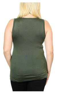Harley-Davidson® Women's Embellished Notched Neck Sleeveless Tank - Olive Green