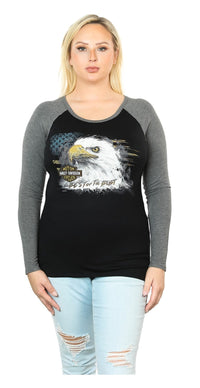 Harley-Davidson Women's Unleash The Beast Crew Neck Long Sleeve Tee Shirt, Blk