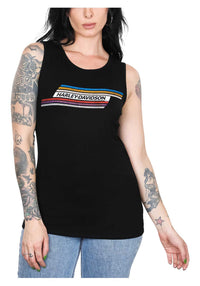 Harley-Davidson® Women's Switchback Fullback Keyhole Sleeveless Tank Top - Black