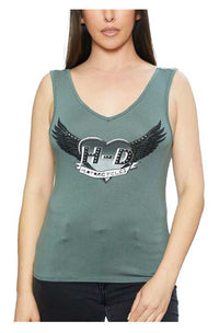 Harley-Davidson Women's Cross My Heart Embellished V-Neck Sleeveless Tank Top