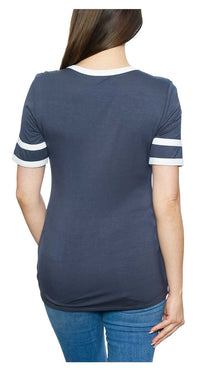 Harley-Davidson Women's Gutenberg Guide Short Sleeve Laced V-Neck Tee - Gray