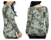 Harley-Davidson Women's Road Ahead V-Neck Long Sleeve Shirt - Tie Dye Green
