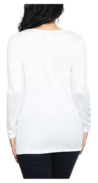 Harley-Davidson® Women's Classic Patch B&S Long Sleeve V-Neck Shirt - White